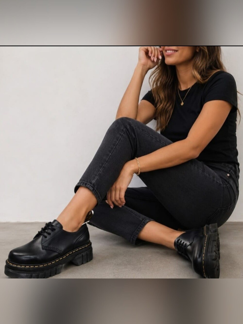 New Dr Martens Audrick 3-eye Platform Leather Shoes Black Women’s Size 8